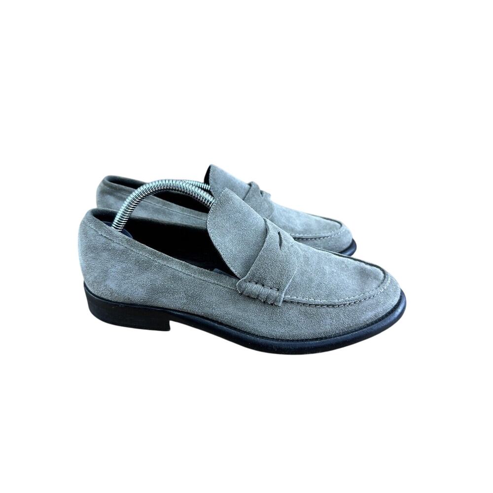 Alumnae Women's 6.5 37.5 Suede Olive Green Loafers Shoes Made In Italy